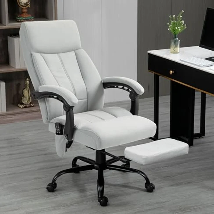 Vinsetto Massage-Bürostuhl mit Fußstütze, entspannende Massagefunktion für ergonomisches Sitzen – Bild 2
