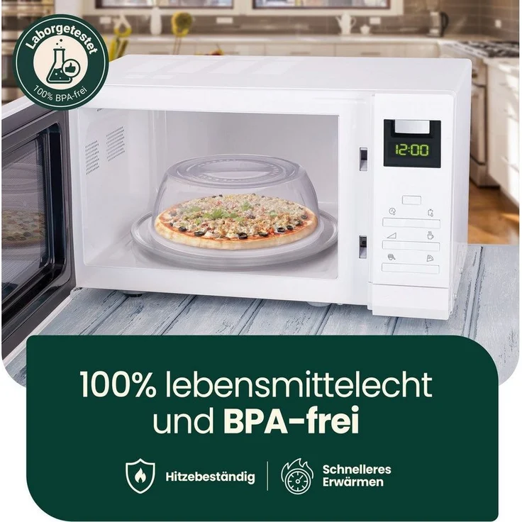 uandu home Mikrowellenbehälter Mikrowellen Abdeckung, Mikrowellengeschirr, Microwellenabdeckungen, (Küche Aufbewahrung & Organisation, Microwellengerät, Abdeckhaube, Microwave Cover, 3-tlg, Ø 27x10 cm) – Bild 2