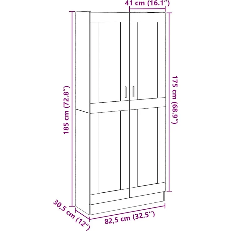 vidaXL Highboard Altholz-Optik 82,5x30,5x185 cm Holzwerkstoff 3318720 – Bild 9