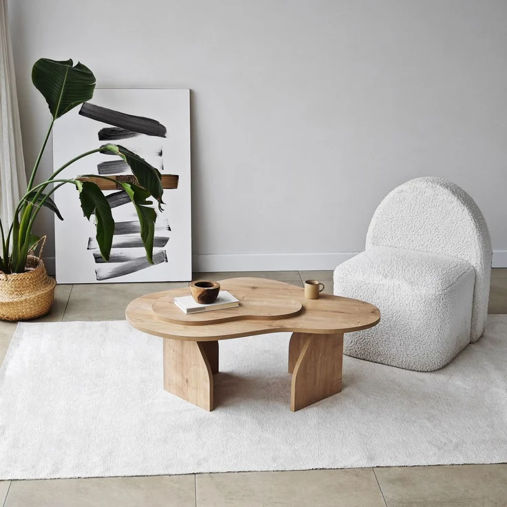 Stylish Coffee Table, Sapphire Oak, 105 x 35 x 65 cm | 100% Melamine Coated Particle Board, 18 mm Thickness | Modern Design for Living Room & Lounge – Bild 3