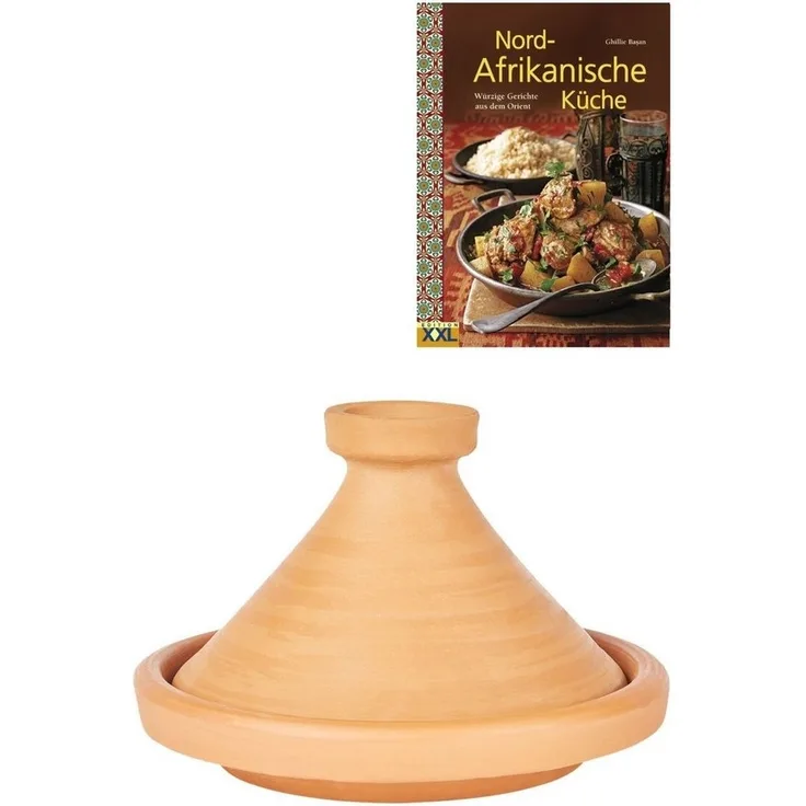 Marrakesch Orient & Mediterran Interior Dampfgartopf 2er Set ORIGINAL Tajine Aladin Ø 31 cm + Nord-Afrikanische Küche Buch, Ton (2-tlg), Handarbeit