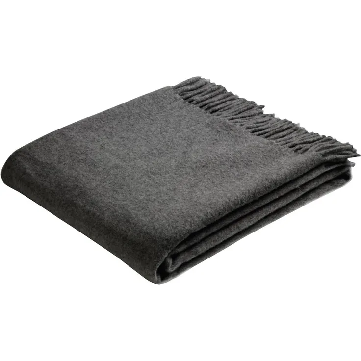 Biederlack uni Wolldecke Kuscheldecke Wohndecke 130x170 cm Britta anthrazit