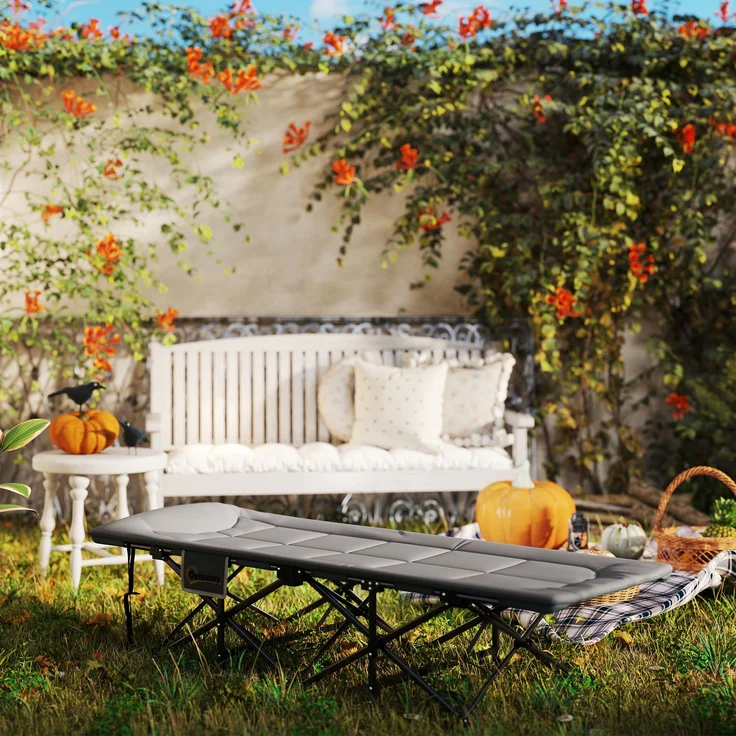 Outsunny Campingbett, Metall, Polyester, Grau, 187L x 67B x 37H cm – Bild 9