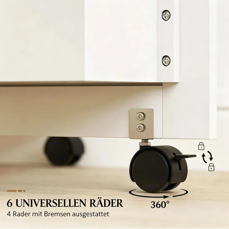 Klappbarer Nähtisch mit Rollen, Stauraum und Ablage, 160x40x81,5 cm, Weiß – Bild 7