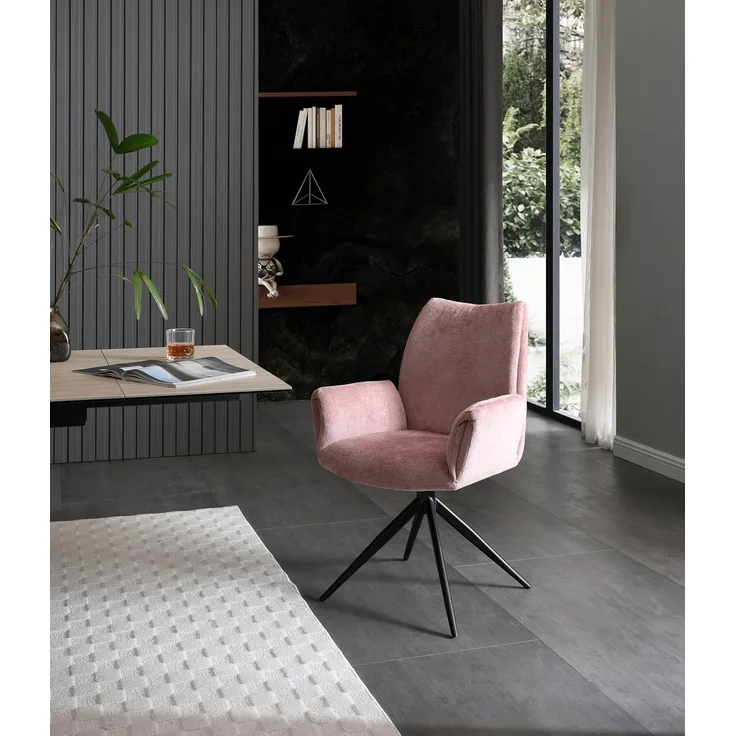 BISLEY Easy Meet FA Drehbarer Besucherstuhl, Schwarz pulverbeschichtetes Sterngestel, Mit Kunststoffgleitern, Farbe: 720 pastellpink