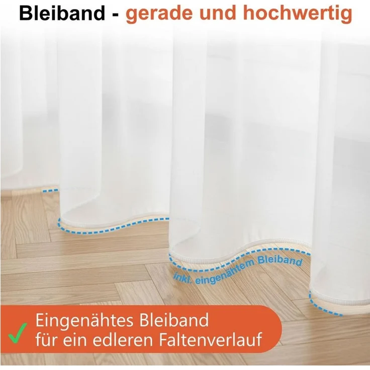 Foxx Vorhang mit Kräuselband für Schienen, transparente Moderne XXL Gardinen, Schiebegardinen Langstore Voile mit eingenähtem Bleiband – Bild 2
