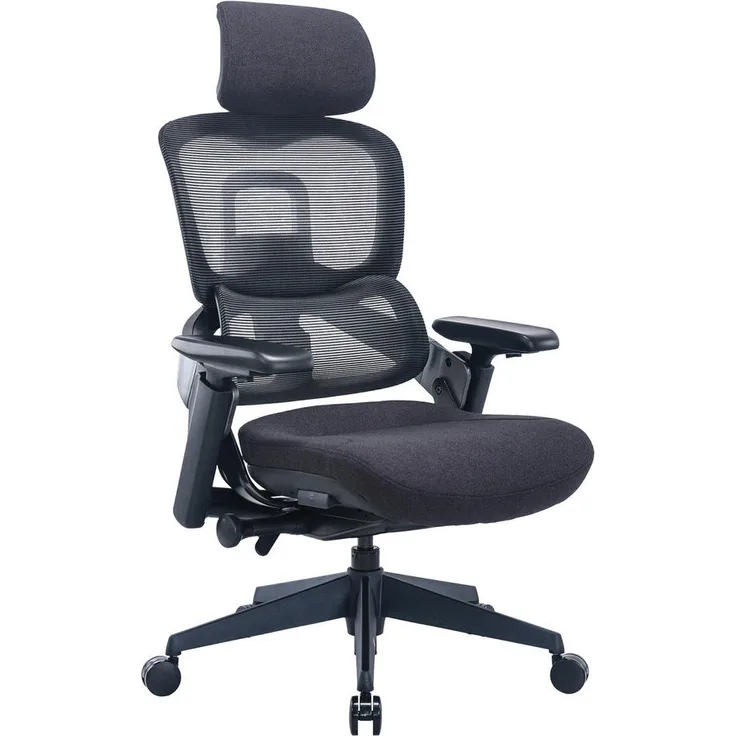 Novel Drehstuhl, Schwarz, Metall und Textil, drehbar, verstellbare Sitzhöhe 70x113-122.5x71 cm, ideal für Arbeitszimmer