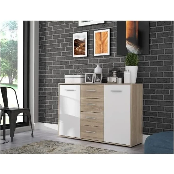 Forte ANTUZA Kommode B x H x T: 122,6 x 88,1 x 34,2, Holzwerkstoff, Eiche, Groß – Bild 2