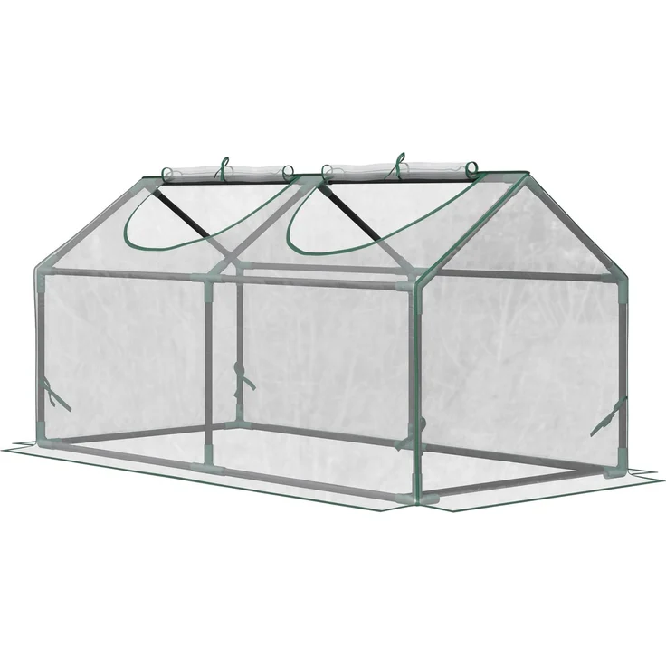 MELAYR, Gewächshaus mit Fernster, PE-Gitterfolie, Foliengewächshaus aus Stahl, 120 x 60 x 60 cm, Transparent – Bild 2