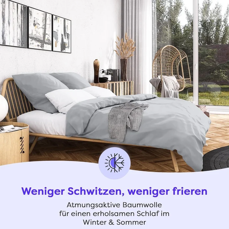 Wolkenfeld Kissenbezug Mako-Satin Baumwolle Kopfkissenbezug - Premium Kissenbezug, (1 Stück), Größe 80x80, 40x80 und 70x90 cm, versteckter Reißverschluss – Bild 6