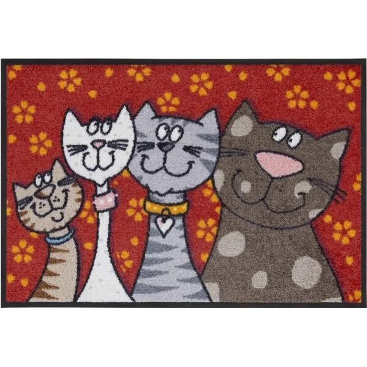 Salonloewe Fußmatte Fußmatte 50x75 Katzenfamilie rot, Eingangsmatte normal, Höhe: 500 mm – Bild 2