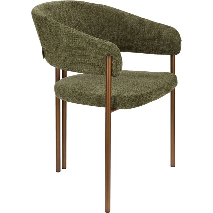 Esszimmerstuhl Naida im 2er-Set, Grün mit Bouclé-Bezug von Dutchbone