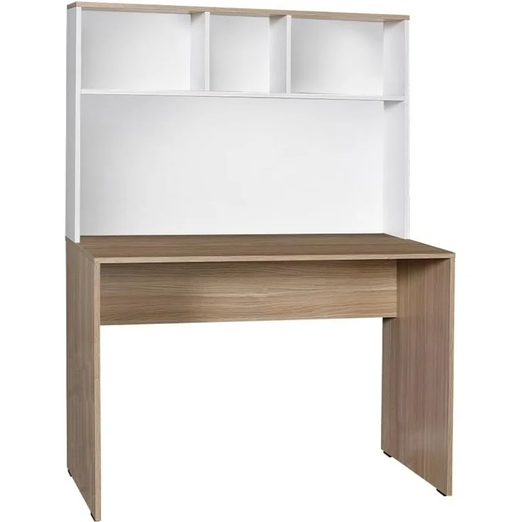 Stylish Study Desk, Oak & White, 110 x 149 x 52 cm | 100% Melamine Coated Particle Board, 16 mm Thickness | Ideal for Modern Home Office & Study – Bild 3