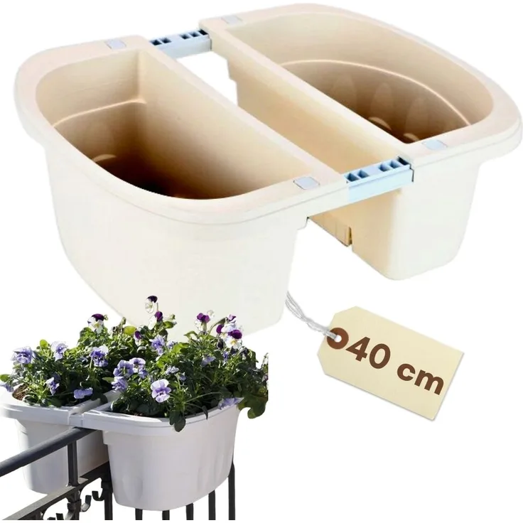 GarPet Blumenkasten Blumenkasten Beidseitig Doppelseitig Balkonkasten mit Halterung