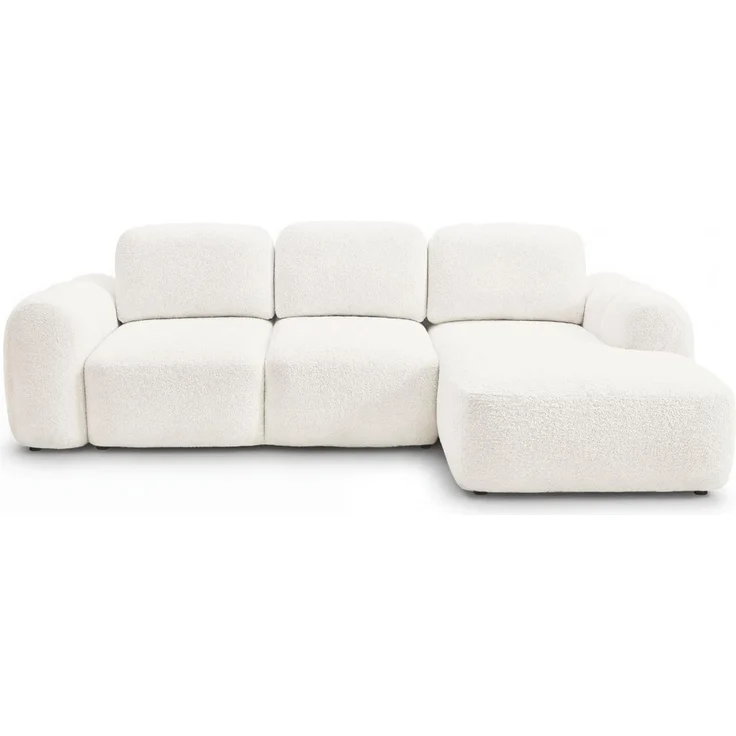 GRAINGOLD Ecksofa Avelin, Eckcouch für Wohnzimmer, L-Form mit Schlaffunktion und Bettkasten, Bouclé-Stoff, Creme, Rechts – Bild 3