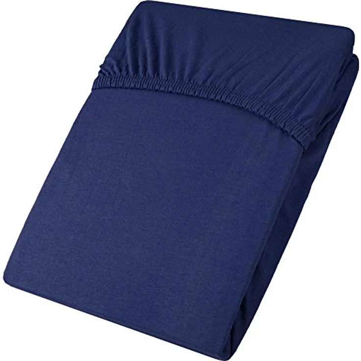 aqua-textil Viana Spannbettlaken 140x200-160x200 cm dunkel blau Baumwolle Spannbetttuch Jersey Laken – Bild 3