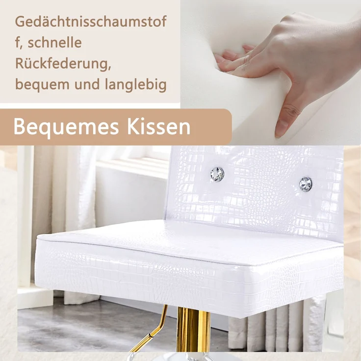 Wohnora Ein Satz von 2 weißen Vintage Krokodil Leder Liftstühle, mit Kristallverschluss Design und synthetisches Leder Design, fügen einen Hauch von Eleganz und Geheimnis zum Essbereich – Bild 5