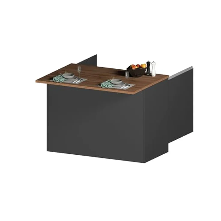 Dmora - Kücheninsel Emmanuel, Mehrzweckschrank, Küchenzeile Schrank, Zusätzlicher Tisch, 100% Made in Italy, 125 x 90 x 90 cm, Anthrazit und Eiche – Bild 8