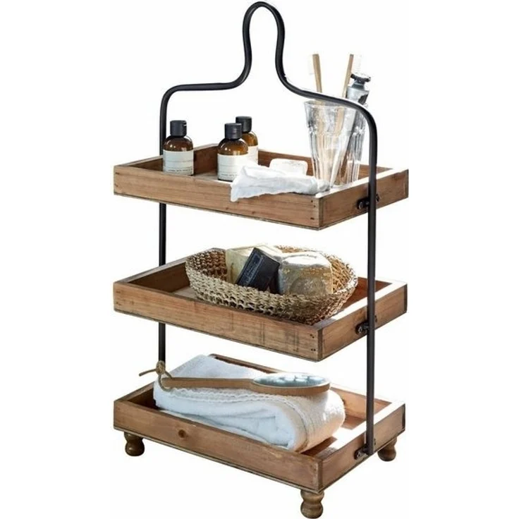 Mirabeau Etagere Etagere Lasse braun/schwarz, Mangoholz (mangifera indica), Gestell: Eisen – Bild 3