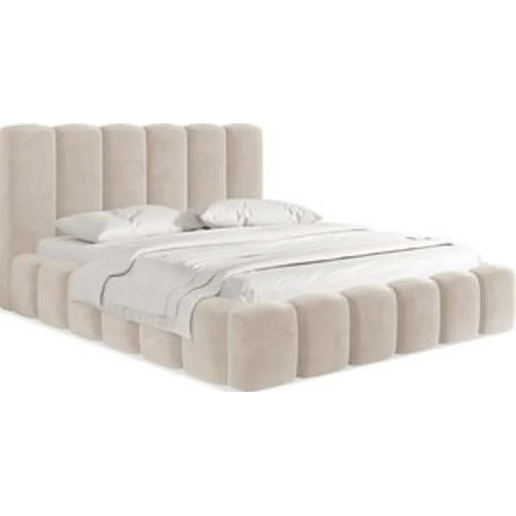 WFL GROUP Polsterbett Serenity (erhältlich in 5 Größen 120x200, 140x200, 160x200, 180x200, 200x200 cm), mit Stauraum, hohem Kopfteil, Boucle oder Samt Stoff, Made in EU