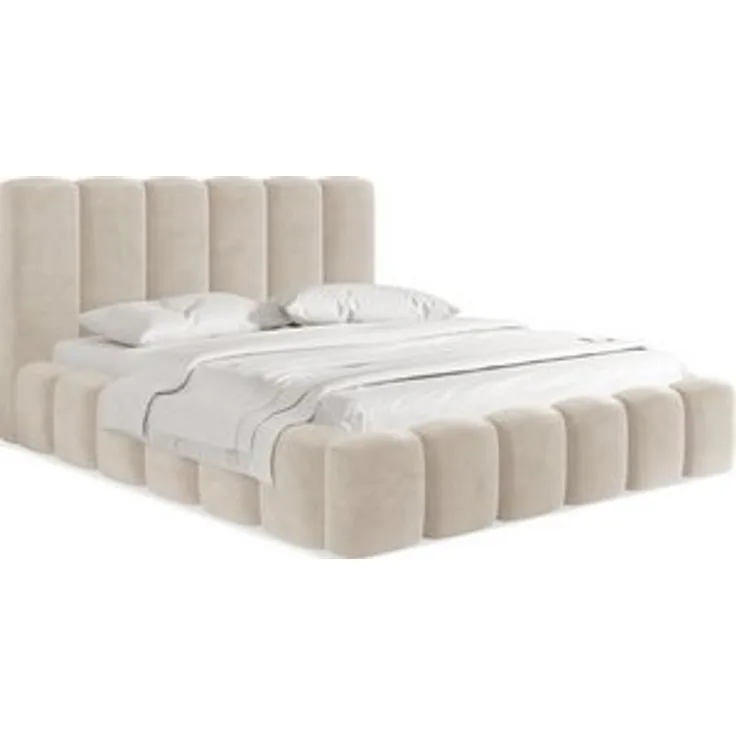 WFL GROUP Polsterbett Serenity (erhältlich in 5 Größen 120x200, 140x200, 160x200, 180x200, 200x200 cm), mit Stauraum, hohem Kopfteil, Boucle oder Samt Stoff, Made in EU