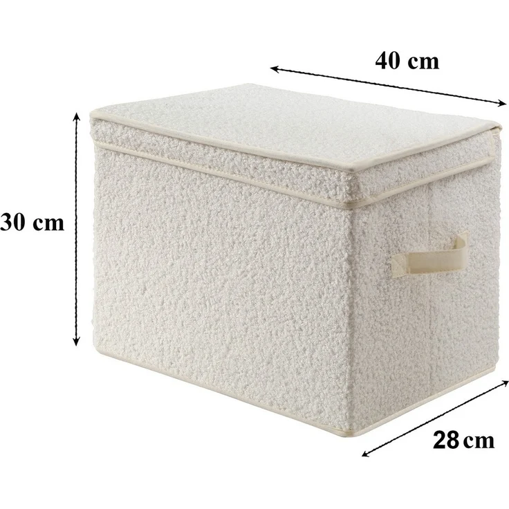 Calicosy Hohe Aufbewahrungsbox mit Deckel aus Bouclé-Stoff in Ecru - H30 cm - Ecru – Bild 6