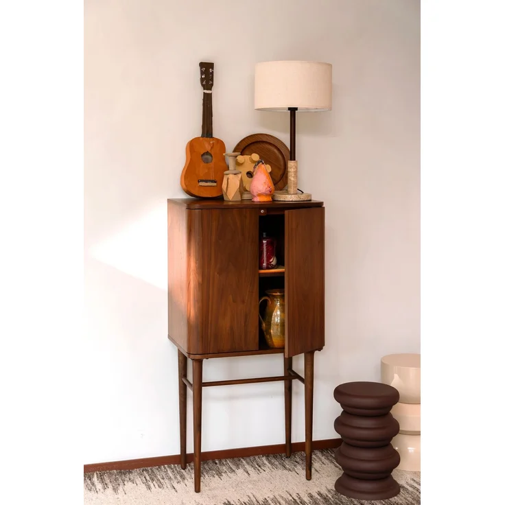 DutchBone Schrank Morrison mit Walnussfurnier und Massivholz Braun 62x45x125 cm – Bild 3