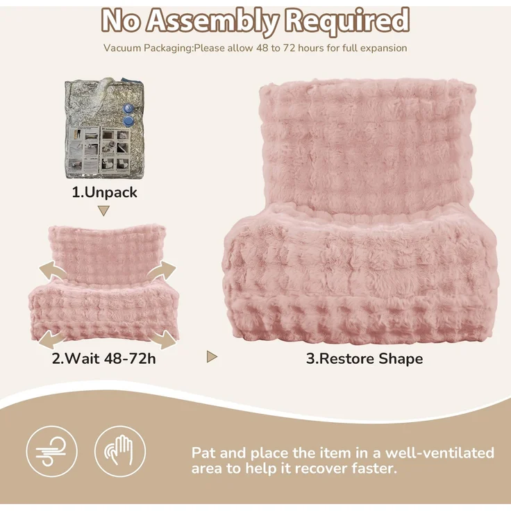Niedlicher Raupen-Sitzsack, Sitzsacksofa, Bodensofa, Bodenstuhl mit Rückenlehne für Wohnzimmer und Schlafzimmer – Rosa – 85 x 100 x 78 cm – YOUDENOVA – Bild 6