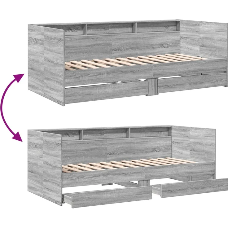 vidaXL Tagesbett mit Schubladen ohne Matratze Grau Sonoma 90x200 cm 3280851 – Bild 8