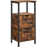 Vasagle Badezimmerschrank, Badschrank, 2 Schubladen, offenes Fach, Kommode, Badregal, schmal, platzsparend, Badmöbel, 37 x 30 x 80 cm, vintagebraun-schwarz