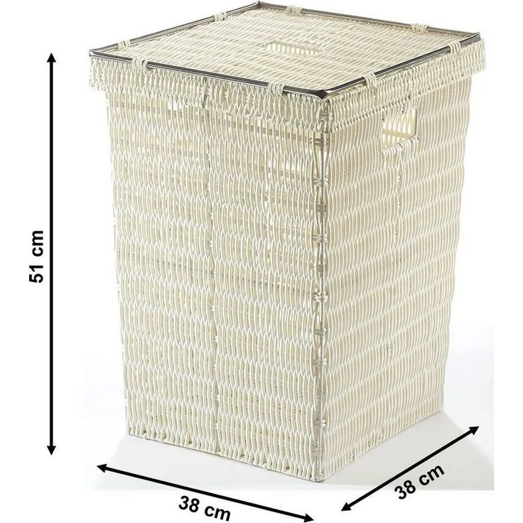 Kobolo Wäschekorb Wäschebehälter Korb mit Deckel aus Kunststoff - weiß (mit Deckel) – Bild 1