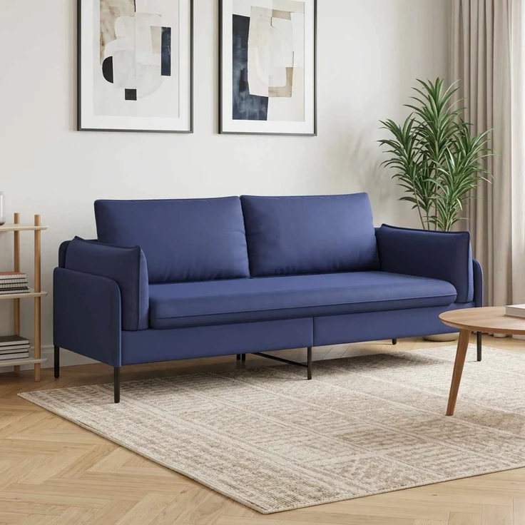 vidaXL 3-Sitzer-Sofa Polizeiblau 222 x 81 x 89 cm Samt 42048654 – Bild 1