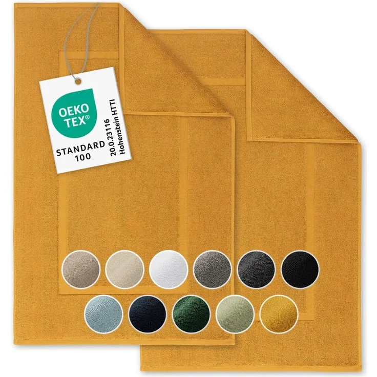 Blumtal Badematte Premium Frottier, schnell trocknend, strapazierfähig, Baumwolle, Rechteckig, 2. St, waschbarer Badvorleger 50x80 cm, saugstark & weich – Bild 1