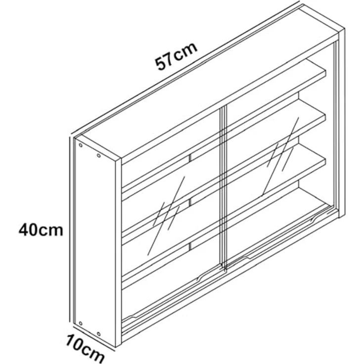 MID.YOU Hängevitrine, Sonoma Eiche, 3 Fächer, 57x40x10 cm, hängend, Holzwerkstoff – Bild 4