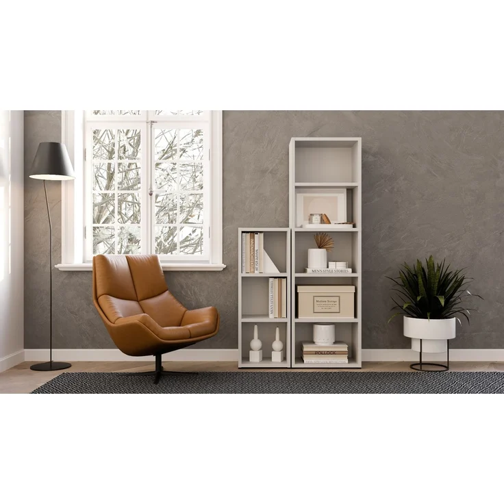 furni24 Breites Bücherregal mit 2 Fächern, Holzregal, Würfelregal, Aufbewahrungsregal, weiß, 60 x 31 x 77h – Bild 6