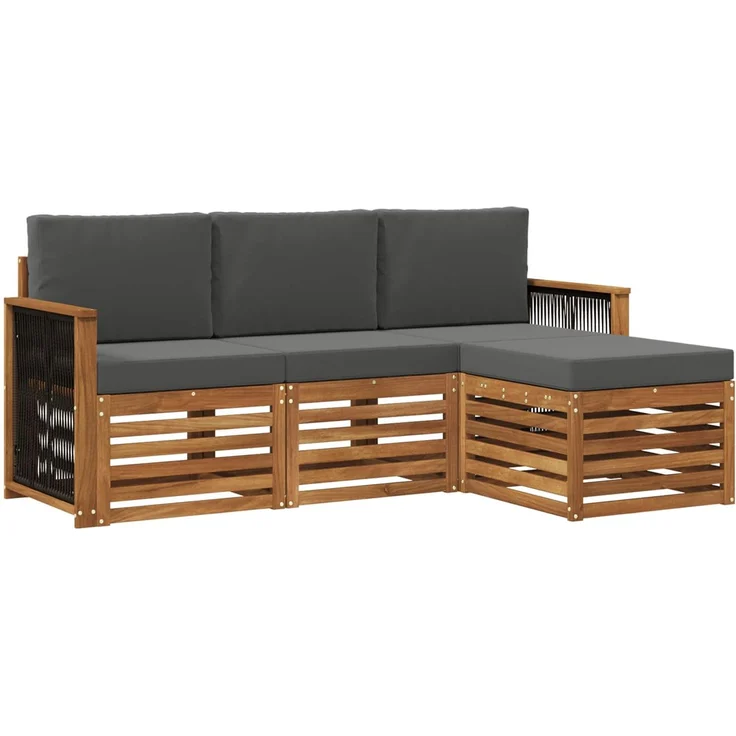 vidaXL Outdoor-Sofagarnitur 4 stk. 4-Sitzer Natur und Anthrazit 3384203 – Bild 2