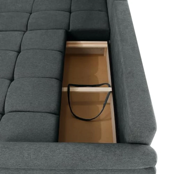 Beautysofa Ecksofa MASSIMO L-Form, dunkelgrau, mit Bettfunktion und Bettkasten, Schlaffläche 140 × 236 cm – Bild 4
