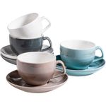 Mäser 931609 Kaffeetassen-Set Derby für 4 Personen, Porzellan, weiß/hellblau/beige (1 Set, 8-teilig)