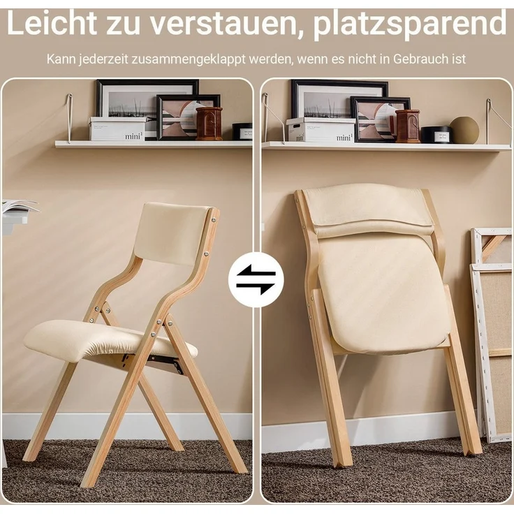 SoBuy Klappstuhl FST40, Küchenstuhl, Esszimmerstuhl, Holzstuhl, Faltbar, Küche, Büro, Küchenstuhl mit gepolsterter Sitzfläche und Lehne – Bild 2