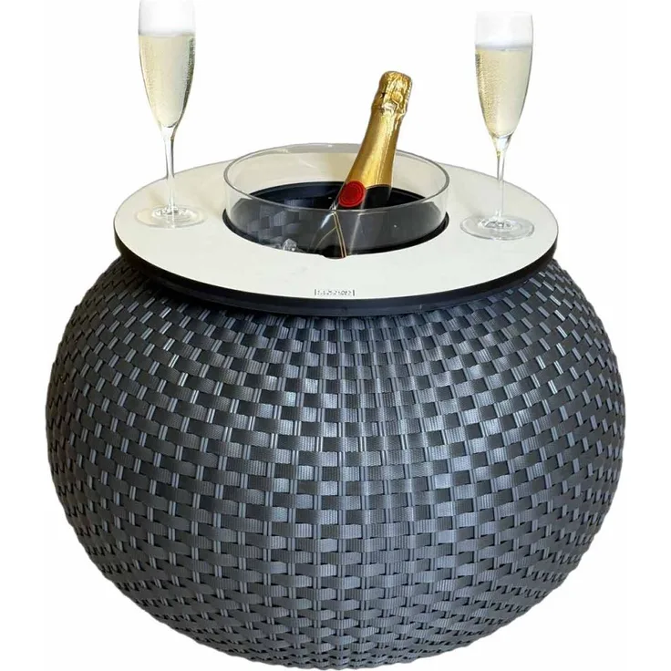 COOTAB Cooler Table MILANO 3-in-1 Loungetisch mit Acryl-Kühler - Anthrazit/Champagner