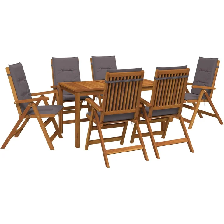 vidaXL 7-Piece Garden Dining Set 6-Sitzer Anthrazit Massivholz Akazie 3434561 – Bild 2