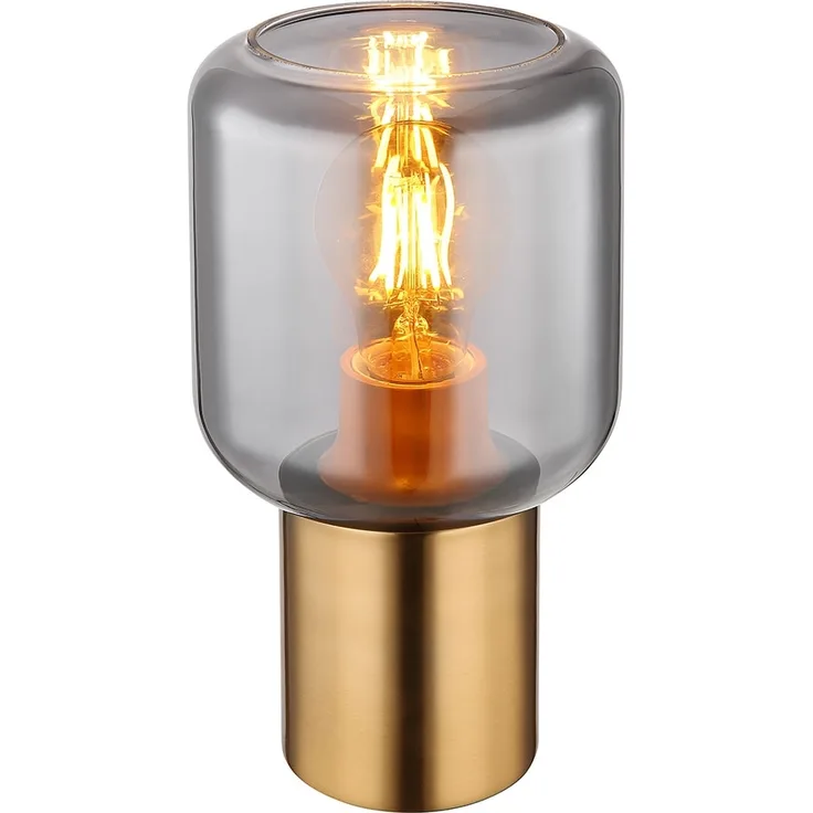 Tischlampe, Metall Glas Messing, H 24 cm