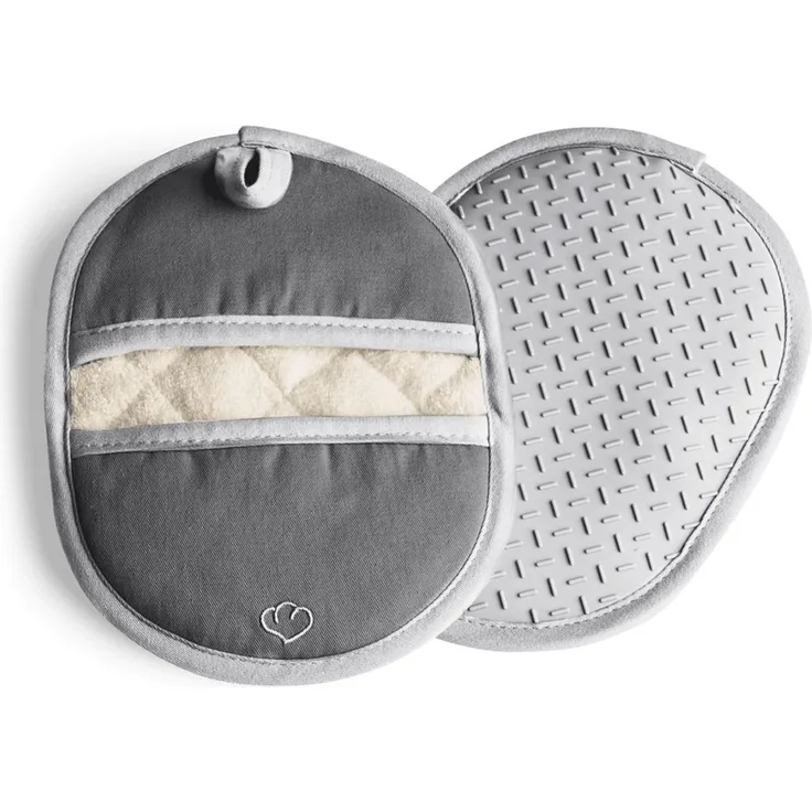 Springlane Topfhandschuhe SPRINGLANE Topflappen-Set 2-tlg. Grau, Silikon & Baumwolle, (2-tlg)