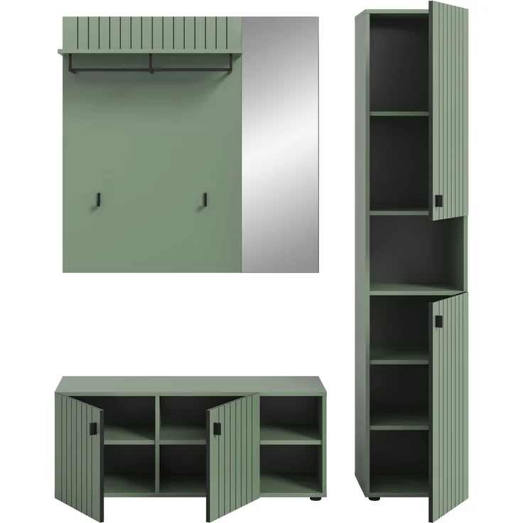 Garderobenkombination (B/H/T: 161x192x37 cm) in Smoke Green Nachbildung – Bild 3