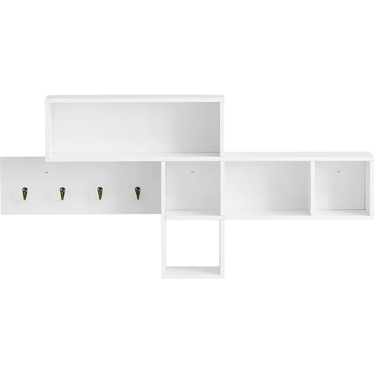 SoBuy FHK17-W Wandgarderobe, MDF, Lackiert, Weiß, 110 x 53 x 15 cm