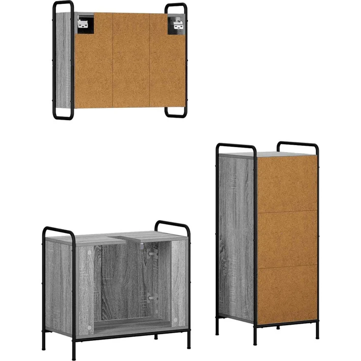 vidaXL Badezimmerschrank-Set 3 stk. Sonoma-Grau 40 x 36 x 99,5 cm 3444498 – Bild 7