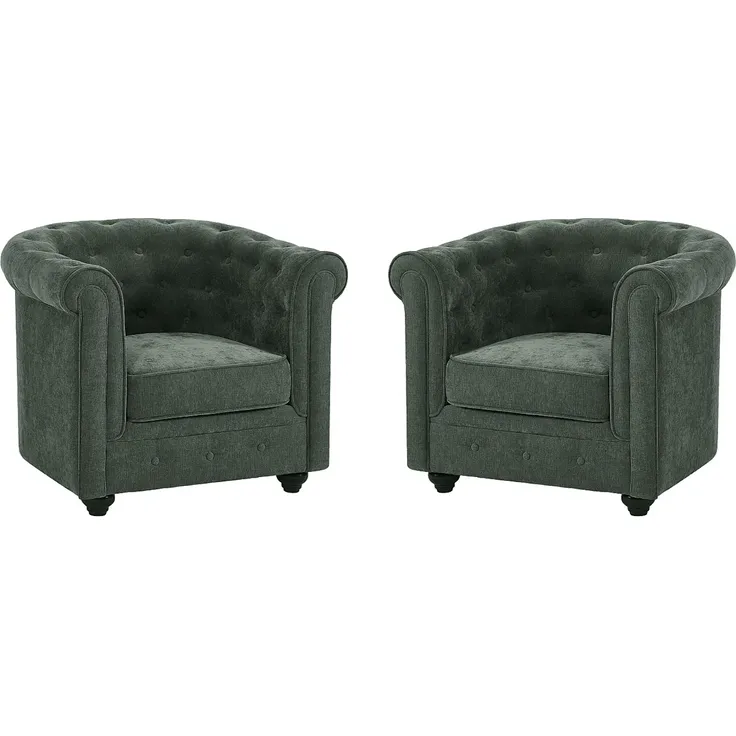 Vente-unique - CHESTERFIELD Sessel Stoff Grün - B 78 cm x H 72 cm x L 82 cm
