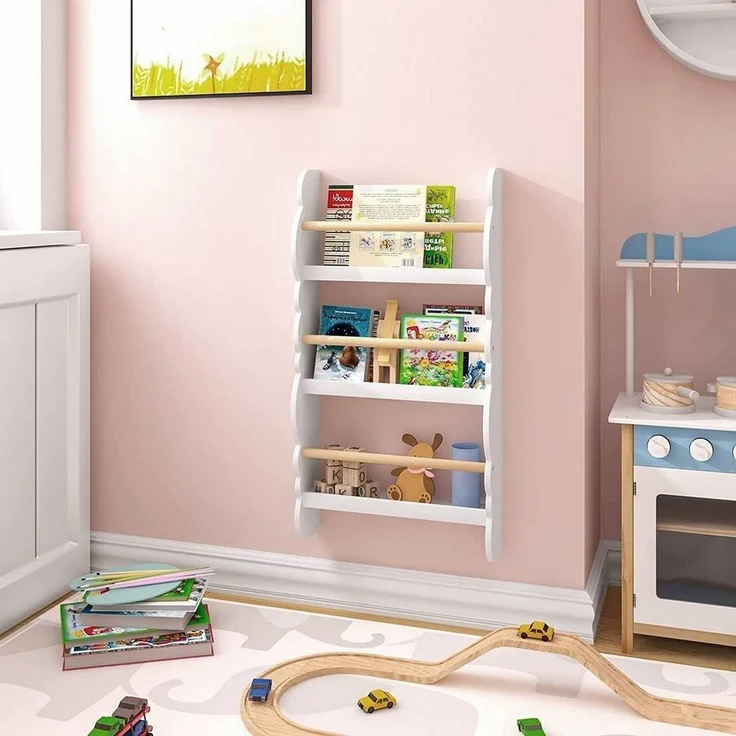 Woltu Wandregal, 1-tlg, Kinder Bücherregal, Bücher-Organizer – Bild 3