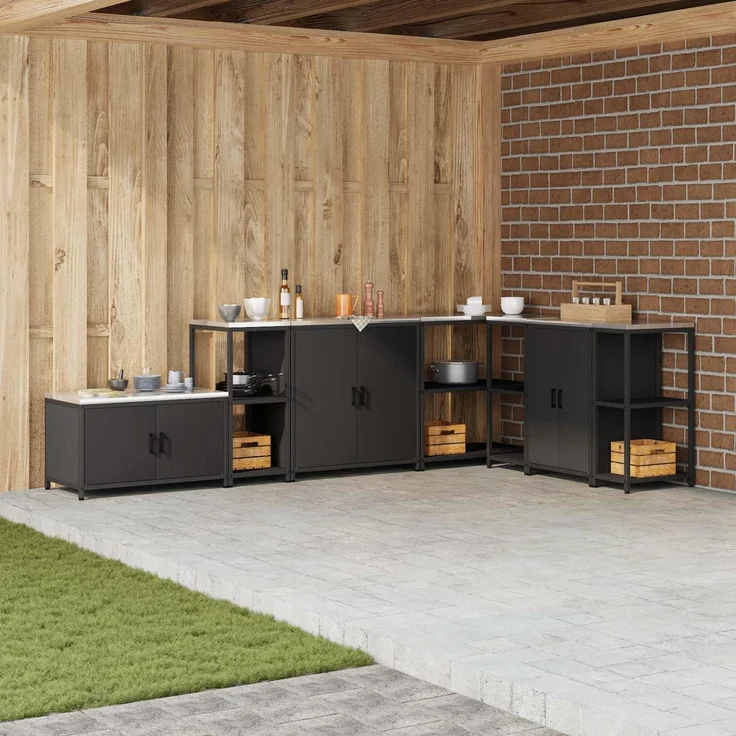 vidaXL Küchenregal HATTEM Schwarz 40 x 50 x 92 cm Stahl 874968 – Bild 1