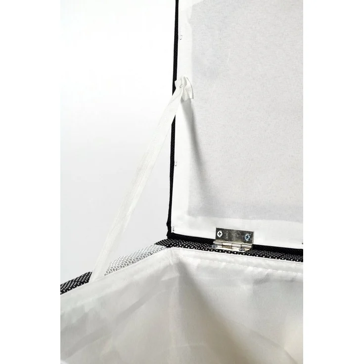Kobolo Wäschekorb Wäschebehälter - Nylon - schwarz-weiß - 44x32x52cm (mit Deckel) – Bild 2